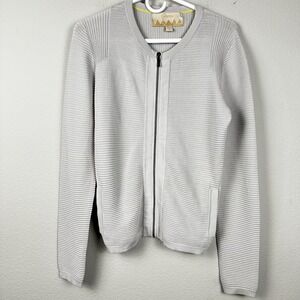 Bestow Jacket Women's Small Gray Textured Full Zip Sweater Stretch